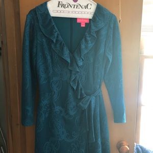 Lilly Pulitzer Teal Lace Wrap Around Romper